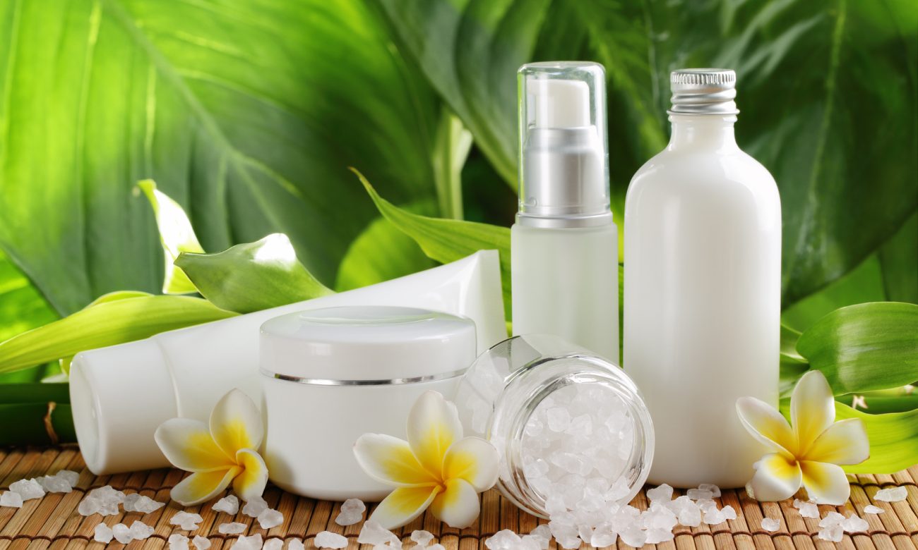 Spa Spa still life with perfume bottles and salt